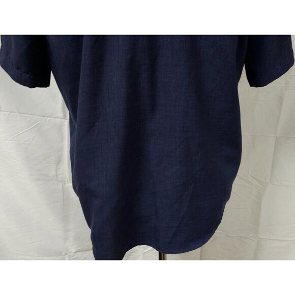 Orvis Classic Collection Mens Medium Dark Blue Short Sleeve Logo Button Up Shirt - Picture 10 of 12